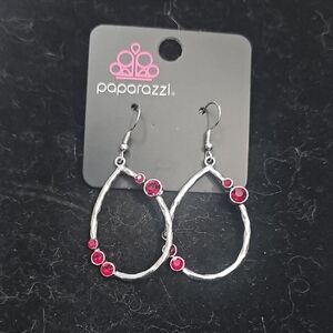 Paparazzi Silver Earrings with Red Accents